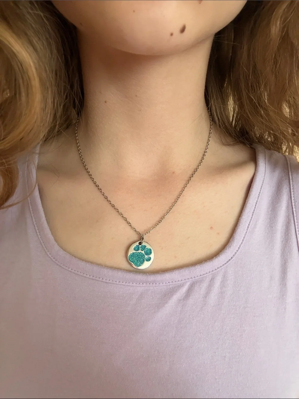 Blue Paw Print Necklace for Little Girls